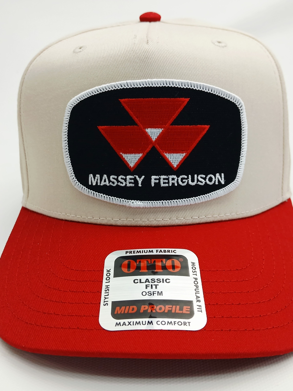 OTTO Two-Tone Massey Ferguson Patch Cap - Cream and Red